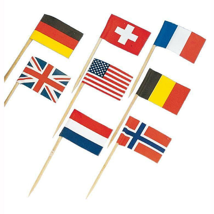 30 MINI-PIQUES DRAPEAUX ASSORTIS,Farfouil en fÃªte,Drapeau