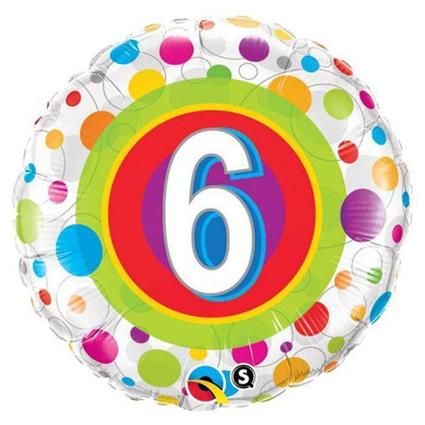 BALLON ALU A POIS CHIFFRE 6 45CM 18" QUALATEX,Farfouil en fÃªte,Ballons