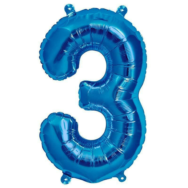 BALLON ALU CHIFFRE 3 BLEU 16" 41 CM,Farfouil en fÃªte,Ballons