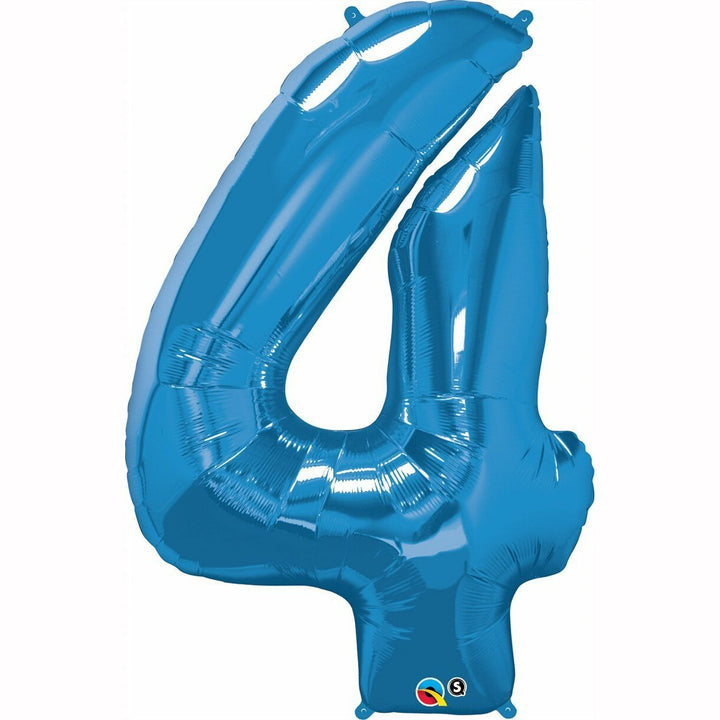 BALLON ALU CHIFFRE 4 BLEU SAPHIR 86 CM 34" QUALATEX,Farfouil en fÃªte,Ballons