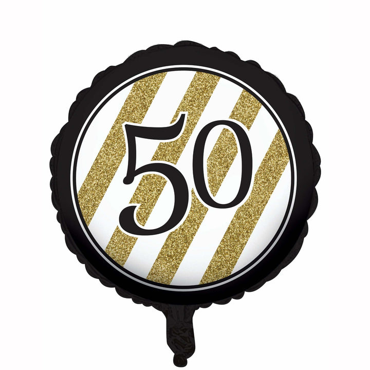 BALLON ALUMINIUM 50 ANS NOIR ET OR 43 CM,Farfouil en fÃªte,Ballons