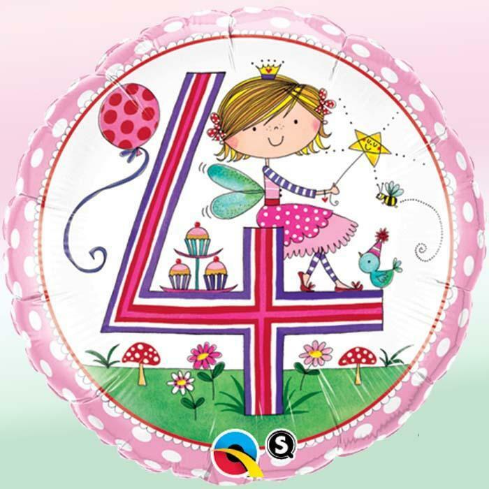 Ballon aluminium chiffre 4 fée Rachel Ellen 18" 45 cm Qualatex®,Farfouil en fÃªte,Ballons