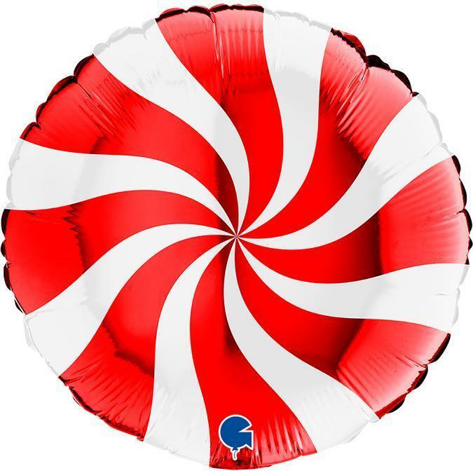 BALLON ALUMINIUM SWIRLY SUCRE D'ORGE ROUGE 18" 45 CM,Farfouil en fÃªte,Ballons