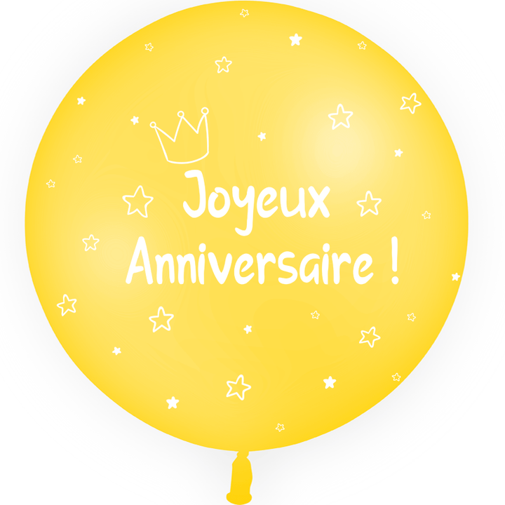 Ballon en latex "Joyeux anniversaire" Kids étoiles 2' 60 cm - Jaune,Farfouil en fÃªte,Ballons