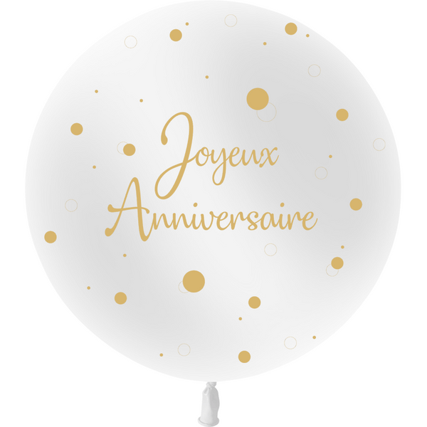 Ballon en latex "Joyeux anniversaire" pois et confettis 2' 60 cm - Blanc,Farfouil en fÃªte,Ballons