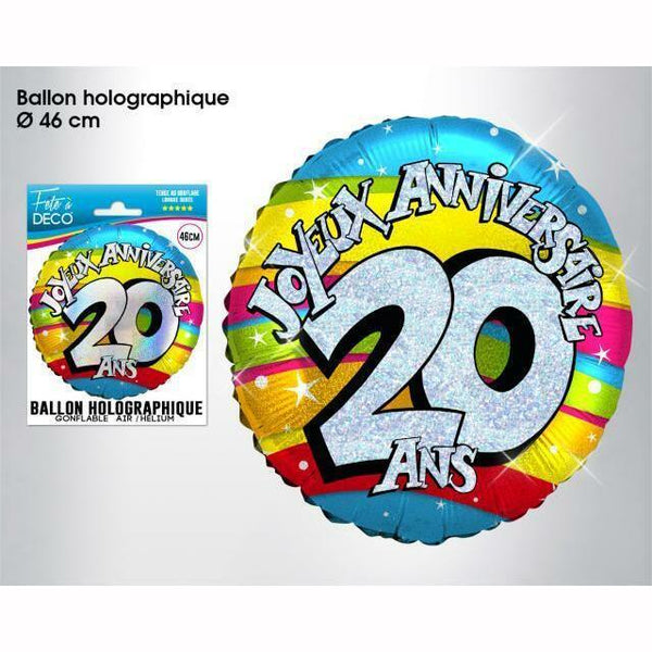 BALLON METALLIQUE 20 ANS,Farfouil en fÃªte,Ballons