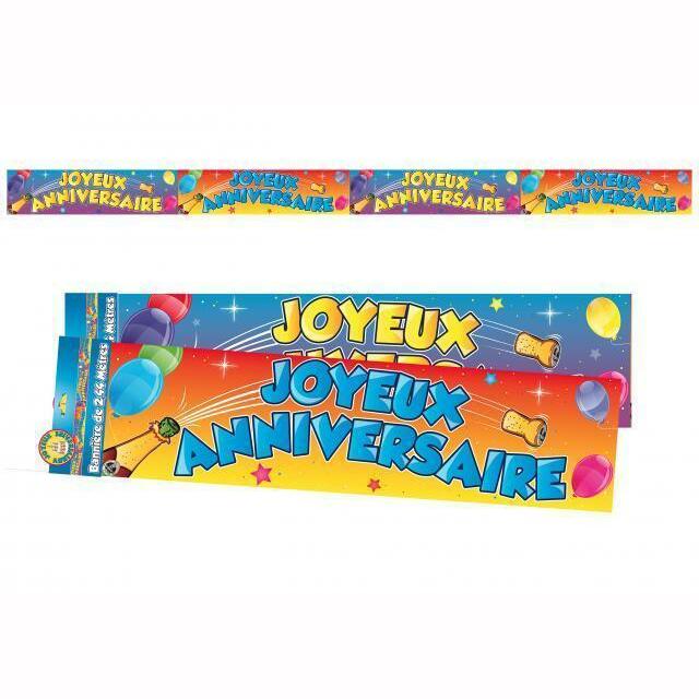 BANNIERE JOYEUX ANNIVERSAIRE 2.44M,Farfouil en fÃªte,Guirlandes, fanions et bannières