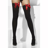 BLACK STOCKINGS WITH OPAQUE RED BOW