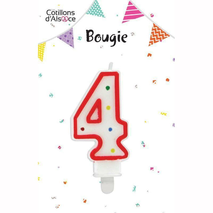 BOUGIE D'ANNIVERSAIRE CHIFFRE 4,Farfouil en fÃªte,Bougies, bougeoirs, photophores