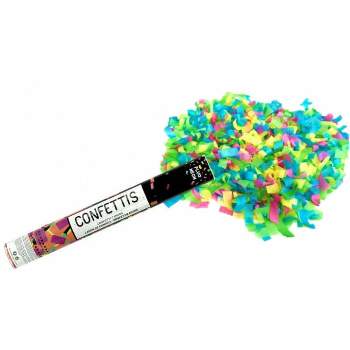 Canon à confettis en papier Fluo 40 cm,Farfouil en fÃªte,Cotillons, serpentins, sans gênes, confettis