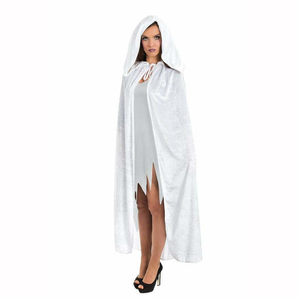 CAPE CAPUCHE VELOURS BLANC LUXE 182CM,Farfouil en fÃªte,Cape