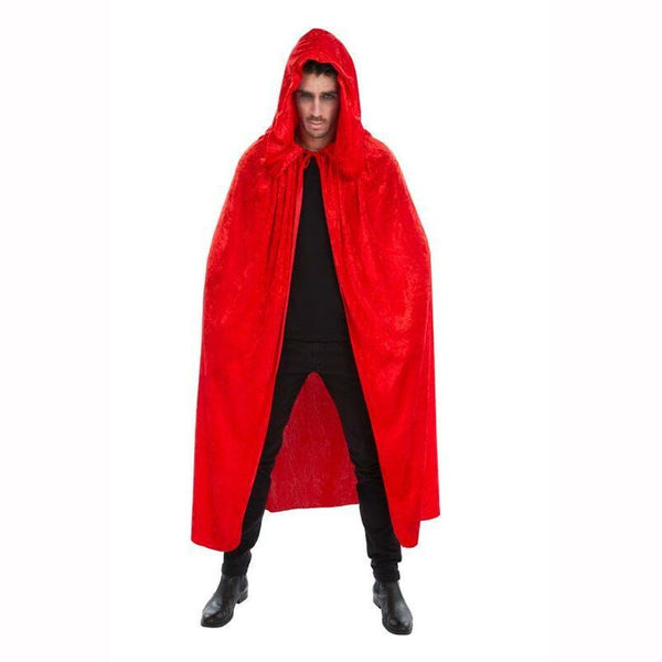 CAPE CAPUCHE VELOURS ROUGE LUXE 182CM,Farfouil en fÃªte,Cape