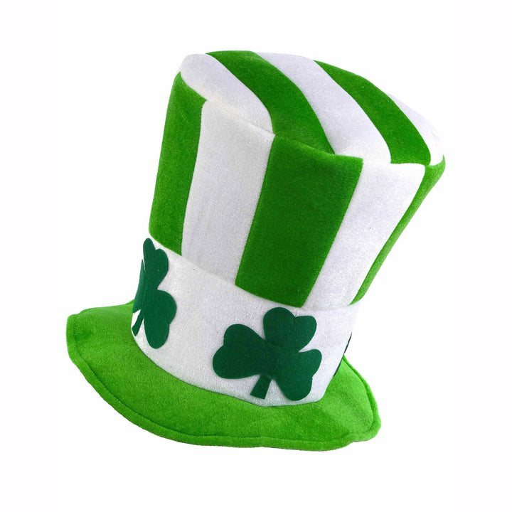 Chapeau haut de forme rayé vert avec trèfles Saint Patrick,Farfouil en fÃªte,Chapeaux