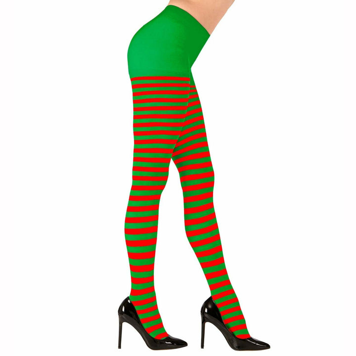 Collants adulte opaques rayés vert et rouge 70 deniers,Farfouil en fÃªte,Collants, bas, chaussettes, guêtres