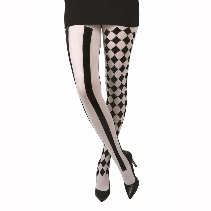 Collants opaques Arlequin noirs et blancs,Farfouil en fÃªte,Collants, bas, chaussettes, guêtres