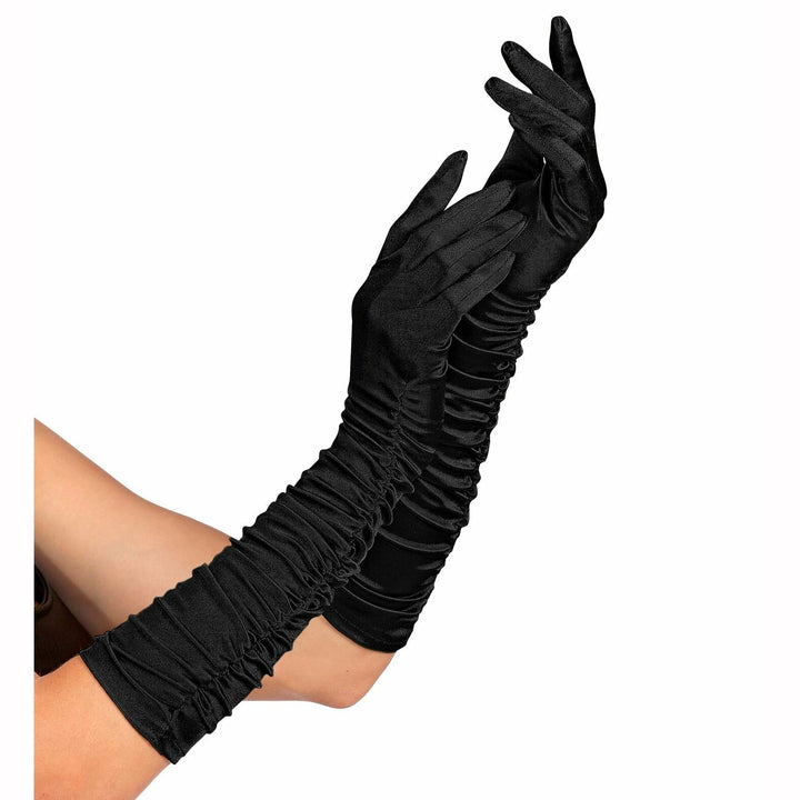 Gants adulte satinés plissés - Noir,Farfouil en fÃªte,Gants