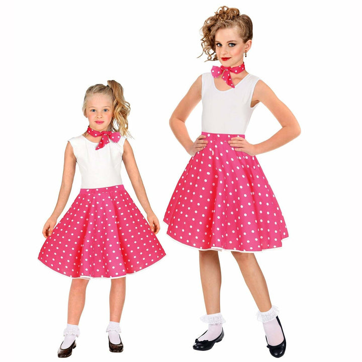 Jupe enfant rock n'roll avec foulard - Rose à pois blancs,Farfouil en fÃªte,Jupes, tutus, jupons