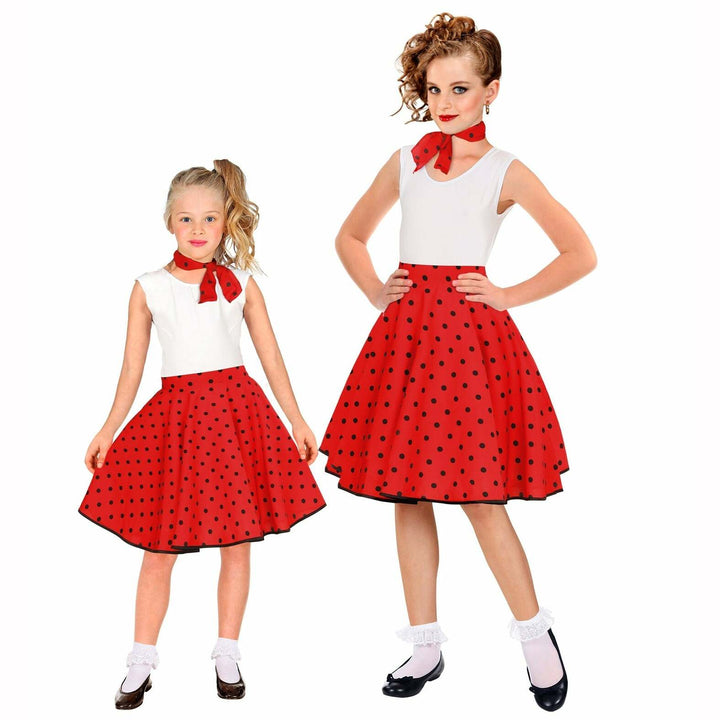 Jupe enfant rock n'roll avec foulard - Rouge à pois noirs,Farfouil en fÃªte,Jupes, tutus, jupons