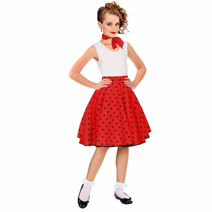 Jupe enfant rock n'roll avec foulard - Rouge à pois noirs,Farfouil en fÃªte,Jupes, tutus, jupons