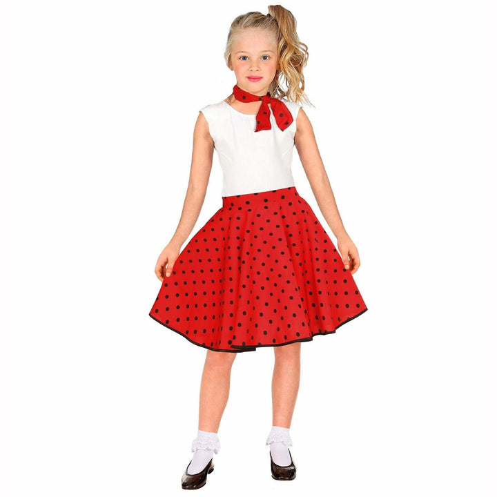 Jupe enfant rock n'roll avec foulard - Rouge à pois noirs,Farfouil en fÃªte,Jupes, tutus, jupons