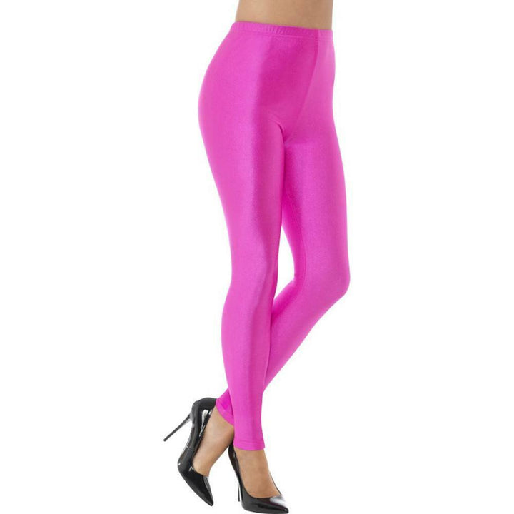 LEGGINGS DISCO ANNÉES 80 SPANDEX ROSE FLUO,Farfouil en fÃªte,Collants, bas, chaussettes, guêtres