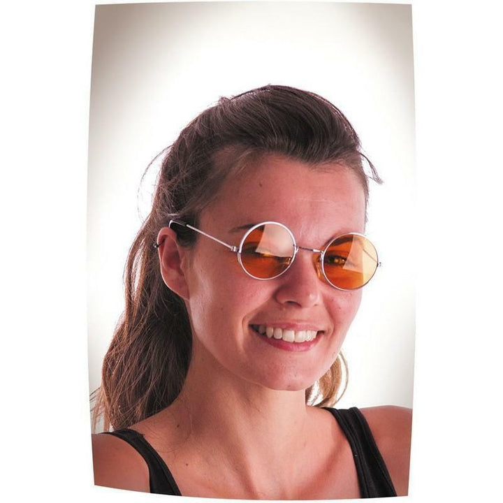 Lunettes hippie rondes en métal - Orange,Farfouil en fÃªte,Lunettes