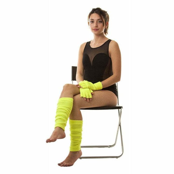 Mitaines courtes tricot - Jaune fluo,Farfouil en fÃªte,Gants