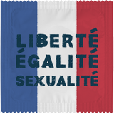 Humorvolles Kondom - Freiheit, Gleichheit, Sexualität