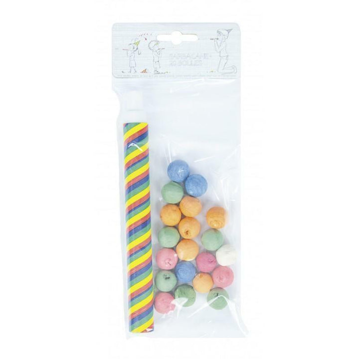 Sachet de 1 sarbacane et 20 boules,Farfouil en fÃªte,Cotillons, serpentins, sans gênes, confettis