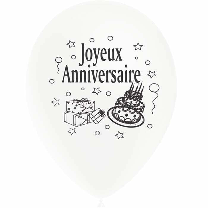 Sachet de 10 ballons d'anniversaire en latex blanc imprimés 1 face,Farfouil en fÃªte,Ballons