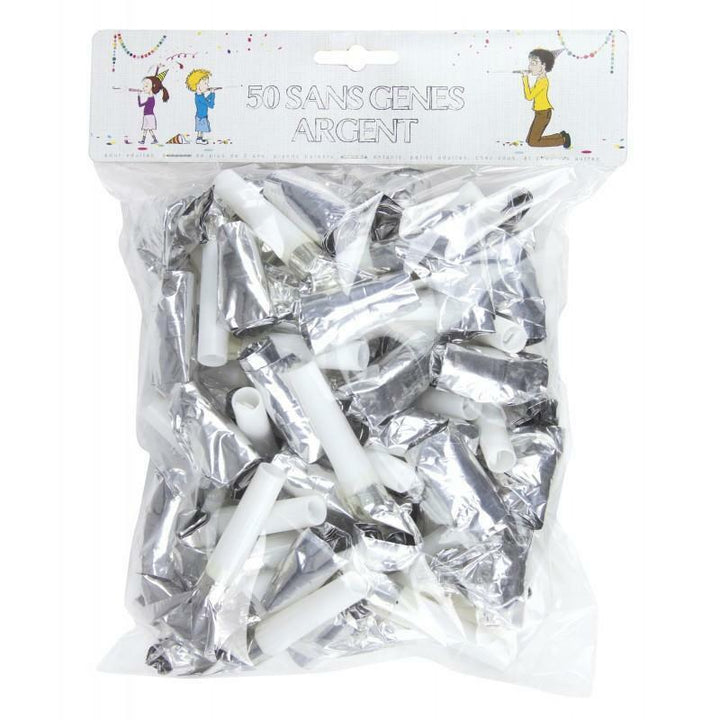 Sachet de 50 sans-gênes argent,Farfouil en fÃªte,Cotillons, serpentins, sans gênes, confettis