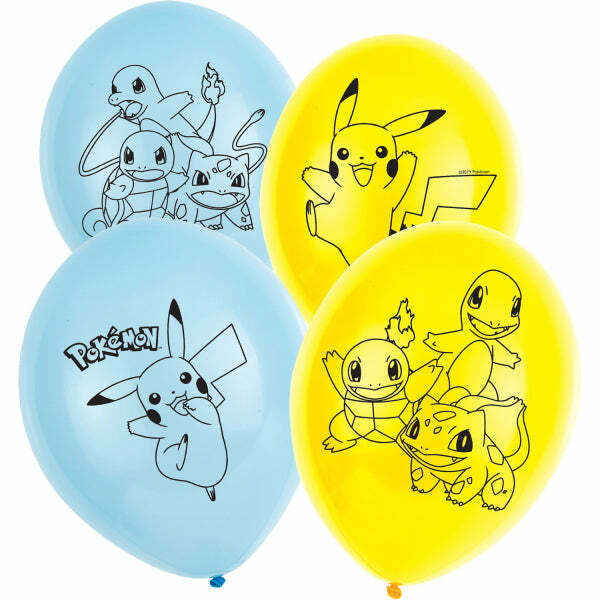Sachet de 6 ballons jaunes et bleus Pokémon™,Farfouil en fÃªte,Ballons