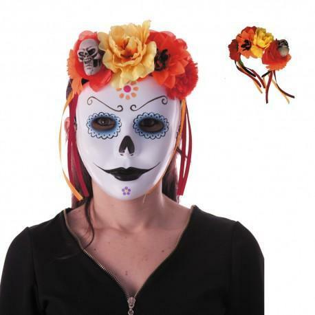 Serre-tête dia de los muertos rouge et orange,Farfouil en fÃªte,Chapeaux