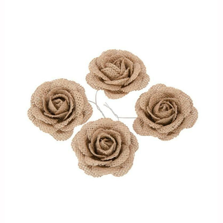 SET 4 ROSES JUTE 5CM,Farfouil en fÃªte,A definir