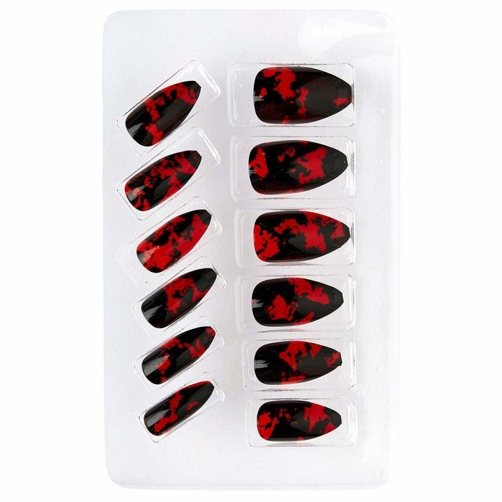 Set de 12 faux ongles noirs sanglants auto-adhésifs,Farfouil en fÃªte,Effets spéciaux pour déguisements