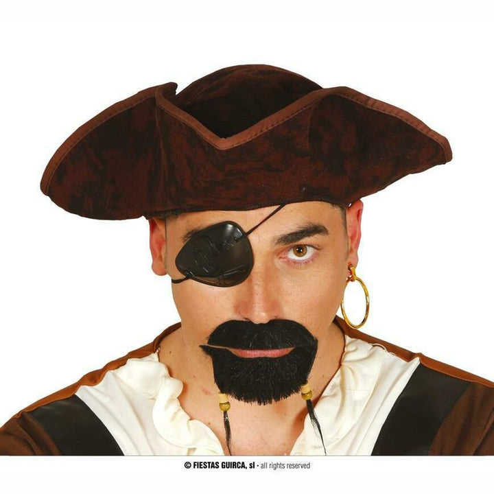 Tricorne de pirate adulte en tissu marron,Farfouil en fÃªte,Chapeaux