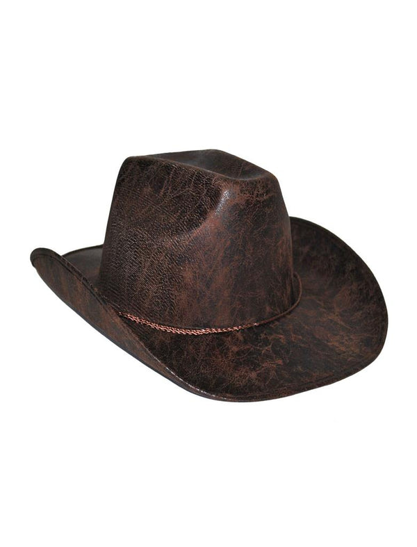 Chapeau de cow-boy en imitation cuir marron