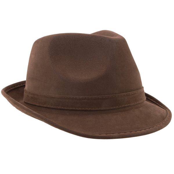 Chapeau borsalino cuir marron adulte