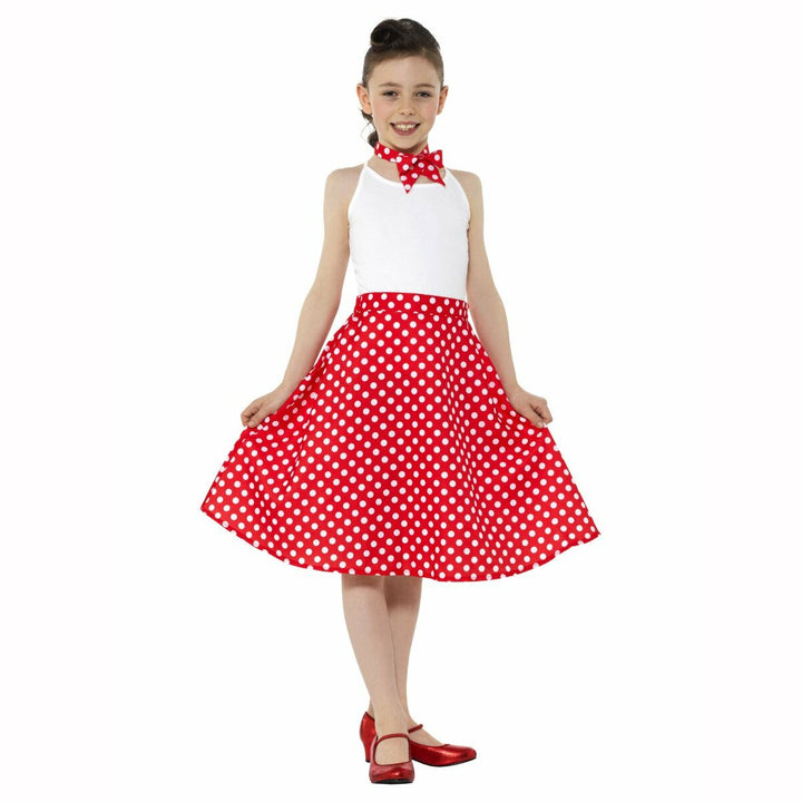 Jupe enfant rouge à pois blanc avec foulard,Farfouil en fÃªte,Jupes, tutus, jupons