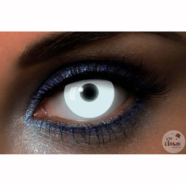 Paire de lentilles fantaisies annuelles blanches fluos UV,Farfouil en fÃªte,Lentilles