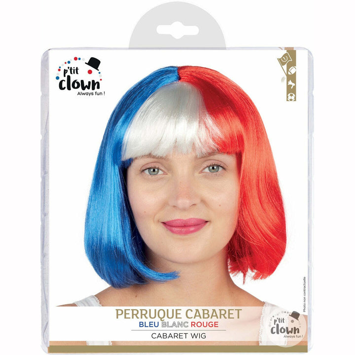 Perruque cabaret - bleu, blanc, rouge France,Farfouil en fÃªte,Perruque