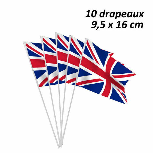 Sachet de 10 drapeaux en papier Royaume-Uni 9,5 x 16 cm,Farfouil en fÃªte,Drapeaux